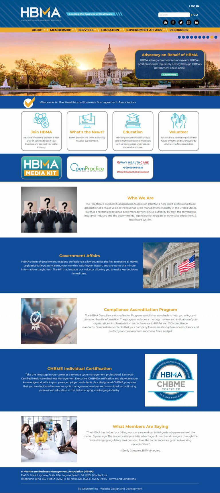 Healthcare Business Management Association (HBMA) screenshot