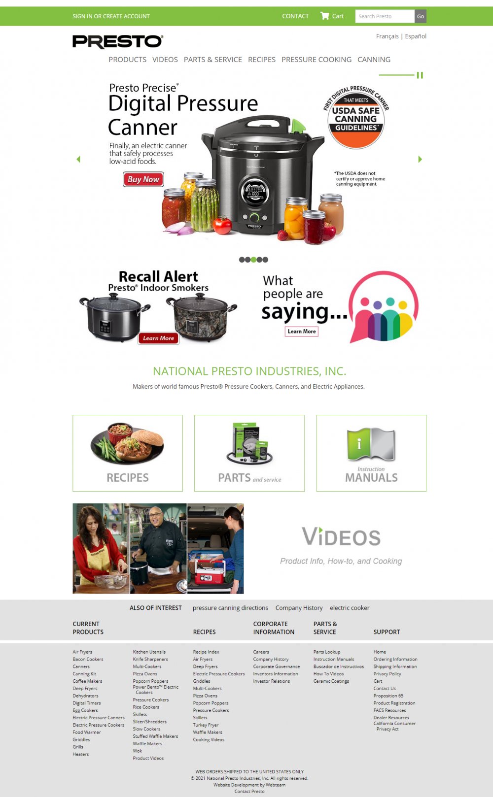 Presto Appliances Ongoing website programming team, Inc