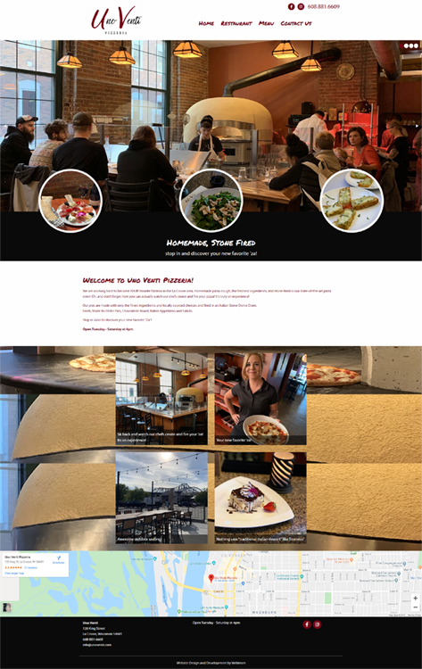 Uno Venti Pizzeria - La Crosse, WI website design
