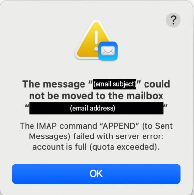 mailbox full message